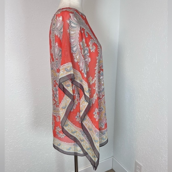 Talbots 100% Silk Handkerchief Print Blouse - Picture 2 of 6